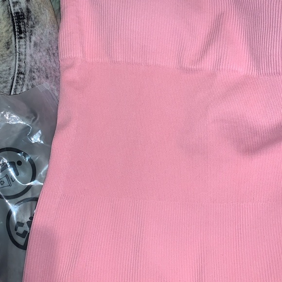 Ortorex Pretty Pink Ribbed Knit Inner Panel Sleeveless One Piece Romper Jumpsuit - Picture 13 of 15